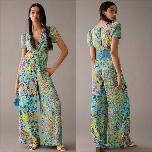 Anthropologie Pants - NEW Plenty by Tracy Reese Anthropologie Cinched Puff Sleeve Jumpsuit Medium
